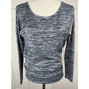 Athleta Pose Open T Back Draped Sweater Size XXS Marled Gray Athleisure Comfort